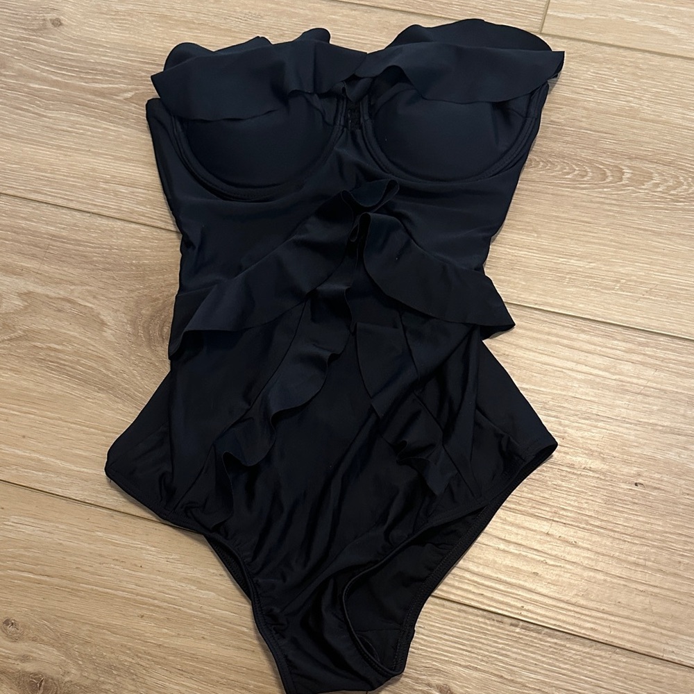 Suboo Black Ruffled Swimsuit